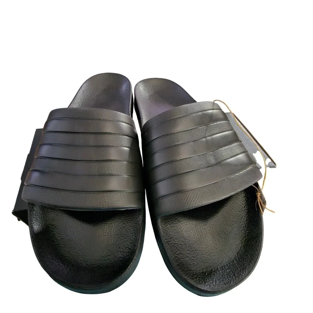 Adidas Adilette Aqua Slides Mens 13 Black Sportswear Sandals NIB Vacation Beach